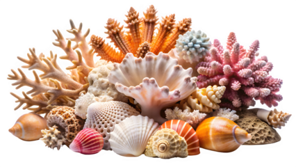 Exquisite Seashells & Corals Collection – Transparent PNG Marine Art