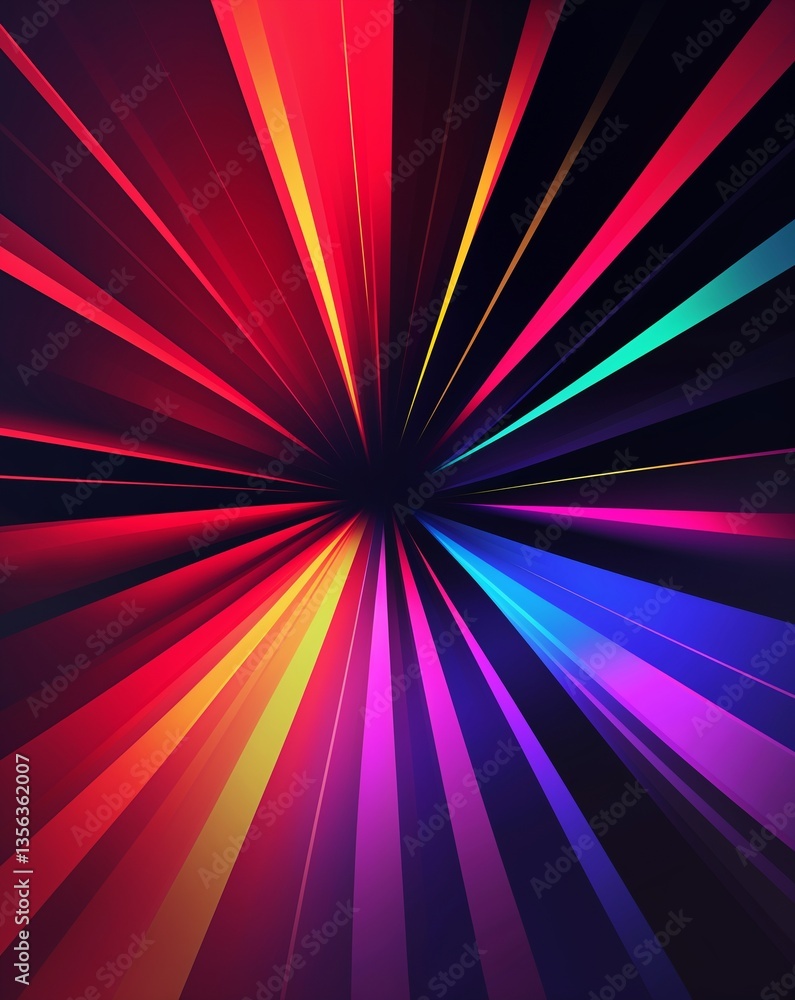 Aufkleber red with black light color rays spectrum in dark abstract background for card or greeting template b
