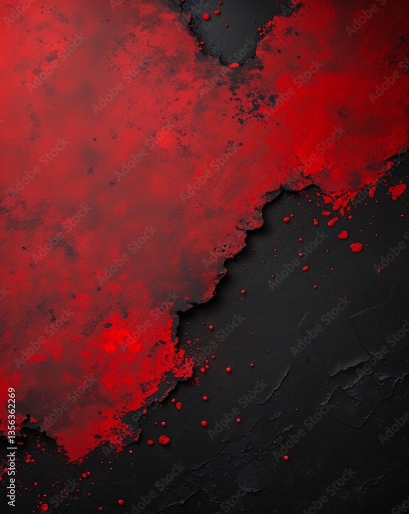 Aufkleber red with black matte grunge surface texture abstract background for card or greeting template banner
