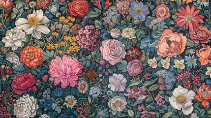 &acirc;&euro;&ldquo; Micro-detailed floral drawings arranged in a seamless, intricate print.