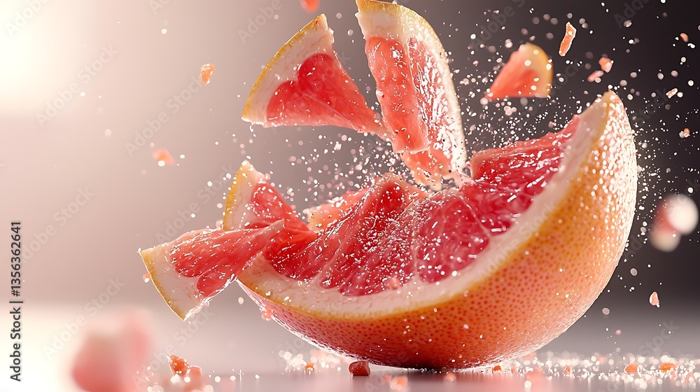 Aufkleber grapefruit slices exploding with water