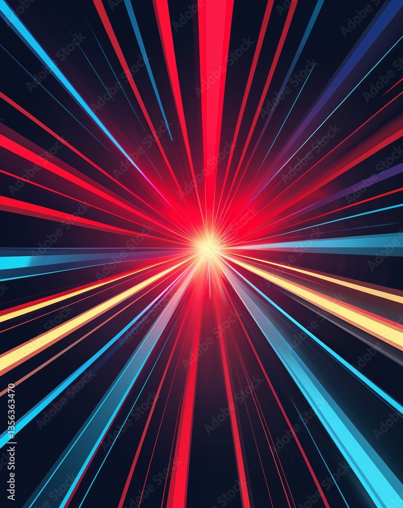 Poster red with blue light color rays spectrum in dark abstract background for card or greeting template ba