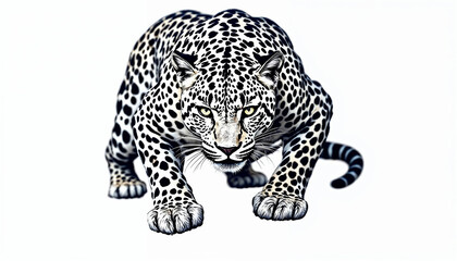 Fototapeta premium A sprinting cheetah in mid-stride, isolated in a circular sticker design.