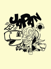 japanese theme doodle hand drawn black and white colour
