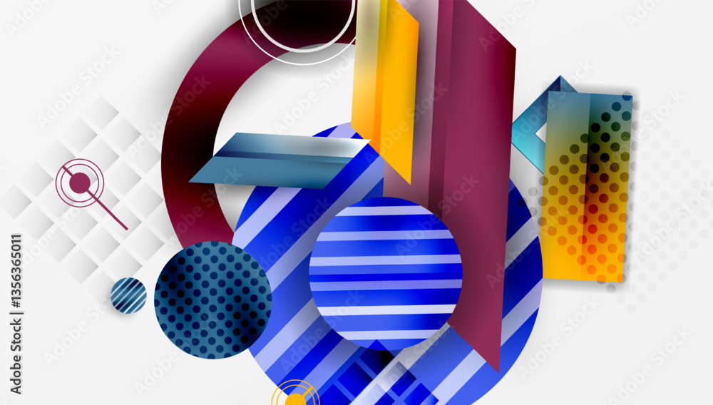 Poster abstract design with layered geometric shapes