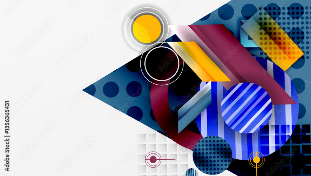 Poster abstract design with layered geometric shapes