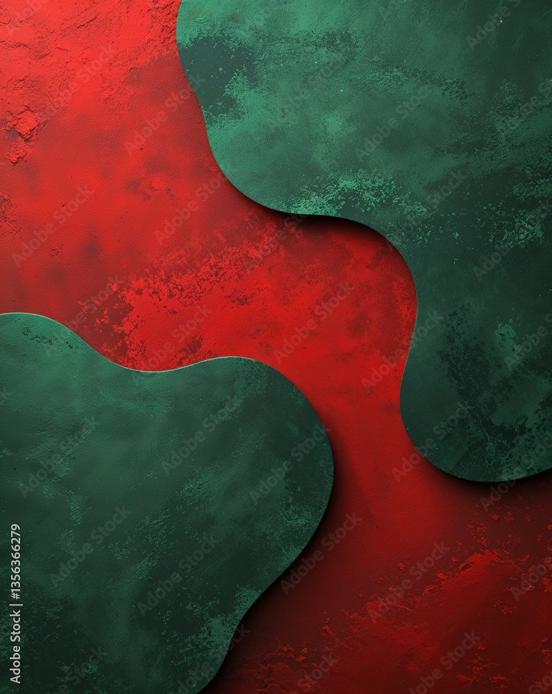 Poster red with green matte grunge surface texture abstract background for card or greeting template banner