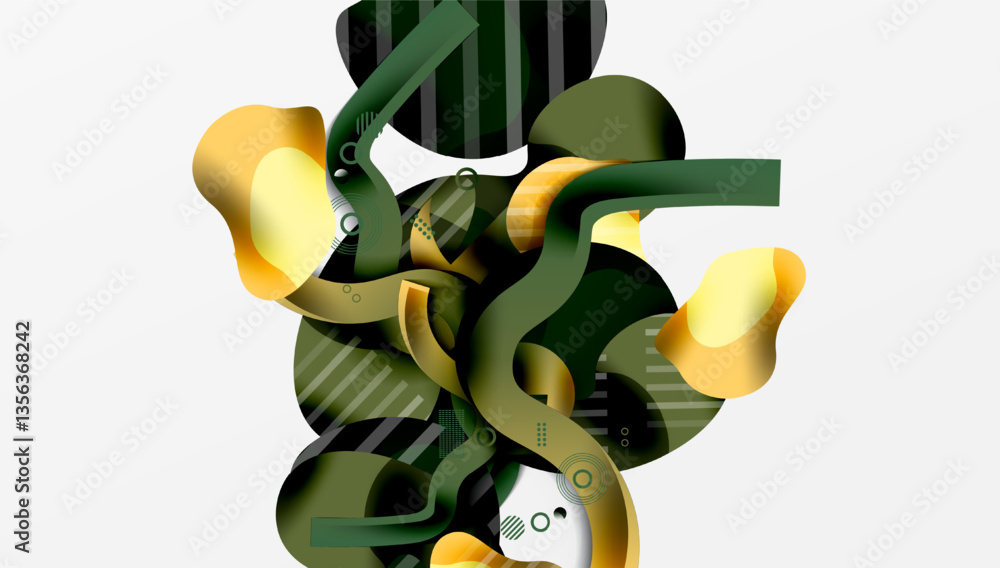 Poster abstract liquid shapes and lines background