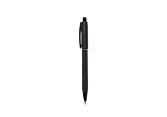 Elegant black ballpoint pen on a clean background, perfect for branding, office supplies, writing instruments, and professional use in various settings