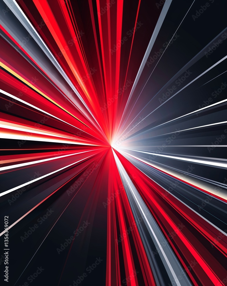 Aufkleber red with silver light color rays spectrum in dark abstract background for card or greeting template 