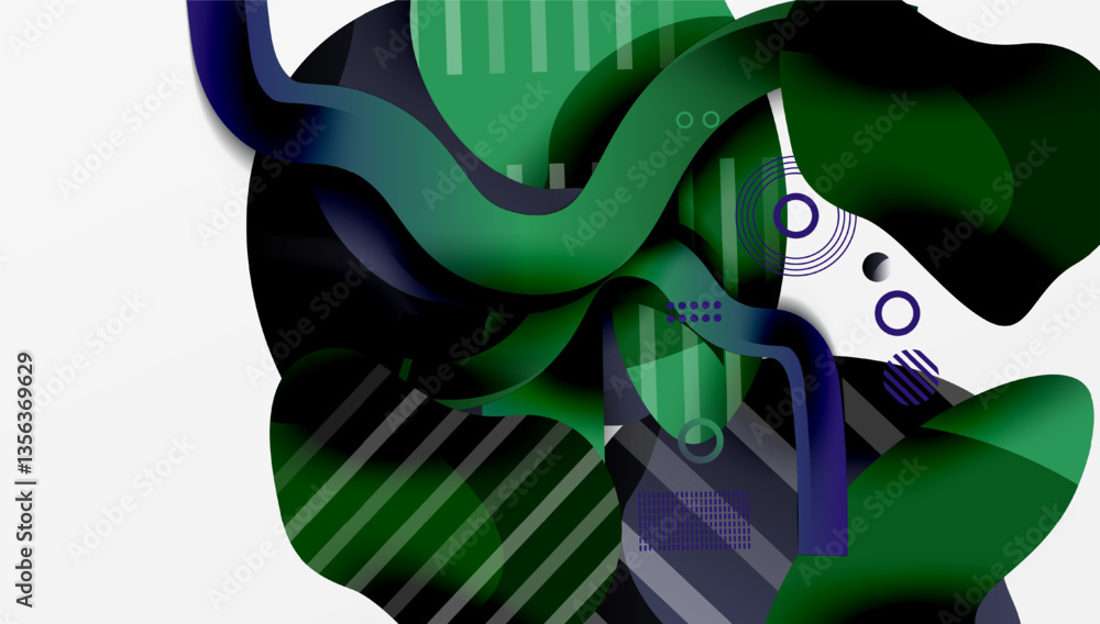 Poster Abstract background - Lines circles and liquid shapes