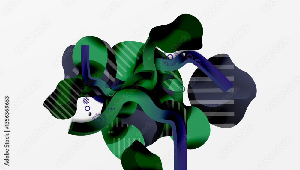 Aufkleber abstract background - lines circles and liquid shapes