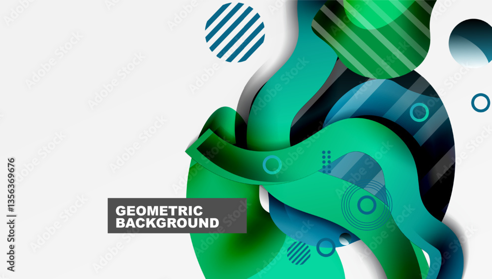 Poster abstract background - lines circles and liquid shapes