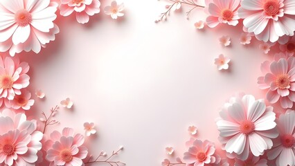 Fototapeta premium Elegant Floral Arrangement with Pastel Pink Blooms and Copy Space Center