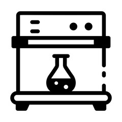 A flask container in a lab oven, line style icon 
