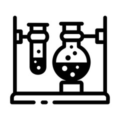 Lab glassware stand icon in linear style 
