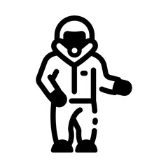 A line style icon of a lab scientist character 
