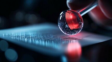 Hand holding orb over data