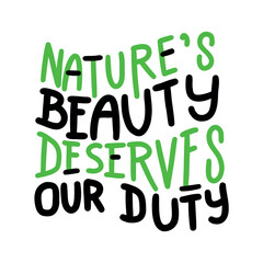 Hand-drawn typography with the eco-friendly quote 