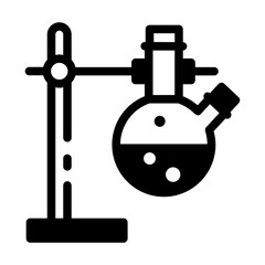 Lab stand with a beaker, linear style icon 

