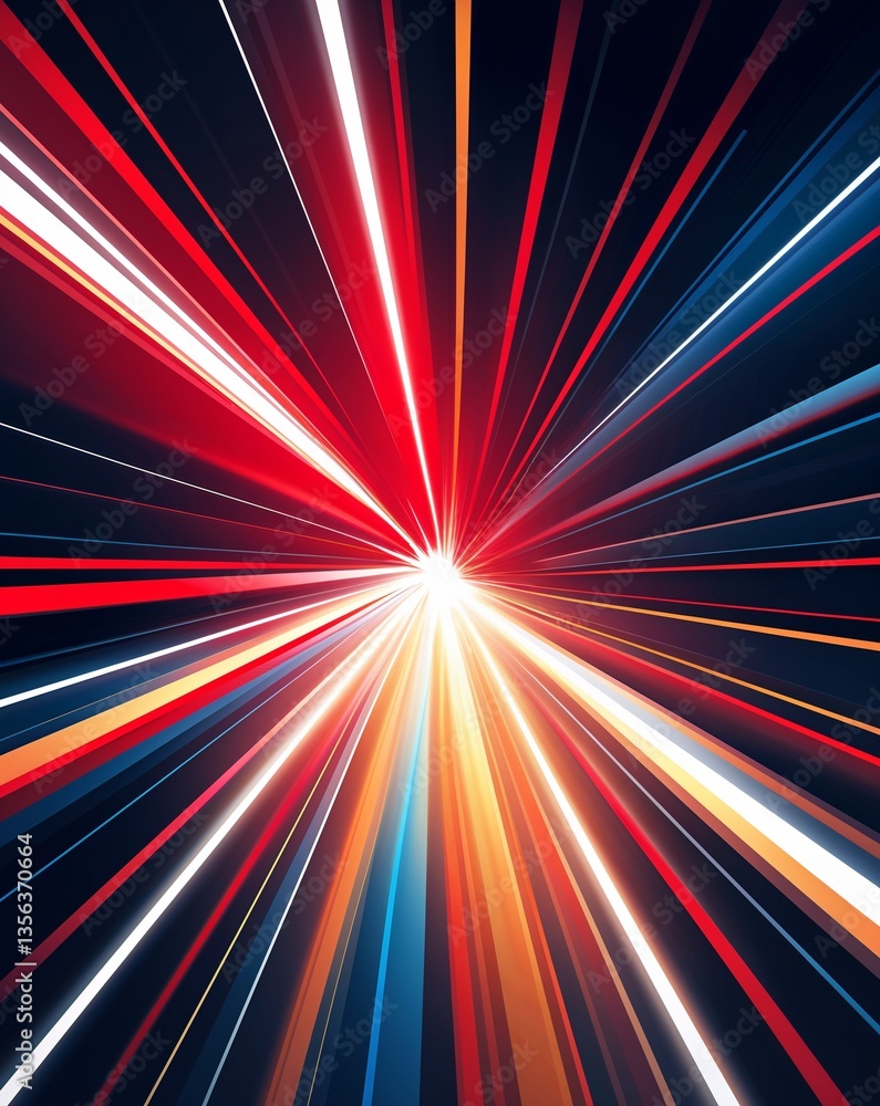Poster red with white light color rays spectrum in dark abstract background for card or greeting template b