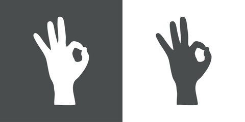 Silueta de mano mostrando el gesto de aceptar. Logo ok con gesto de mano