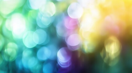 Obraz premium Vibrant, blurred hues of green, blue, purple, yellow, and white create a dreamy, abstract background