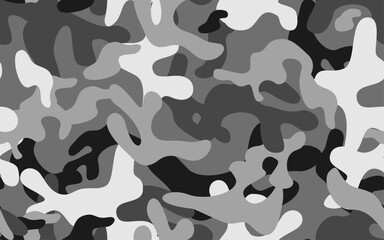 グレーベースの迷彩カモフラージュ、アーバンカモ柄のシームレスパターンの背景素材