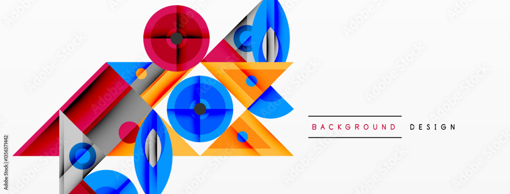 Aufkleber dynamic geometric composition with sharp angles, circular forms, and gradient colors