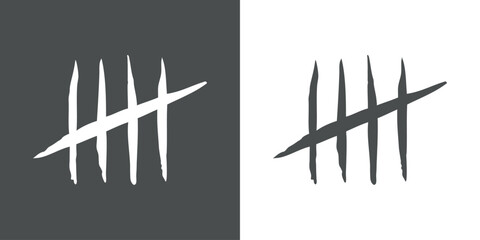 Logo tally marks. Número 5. Contador de líneas de palos de pared © teracreonte
