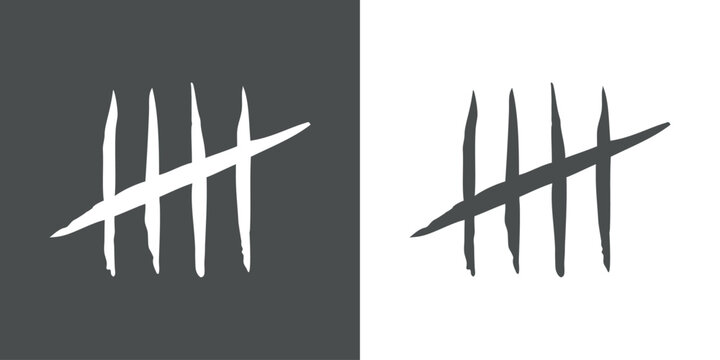 Logo tally marks. N&uacute;mero 5. Contador de l&iacute;neas de palos de pared