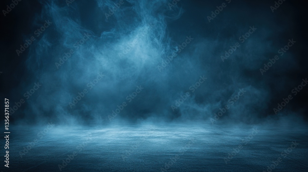 Poster ethereal blue mist illuminated on concrete floor creating atmospheric and moody scene perfect for cr