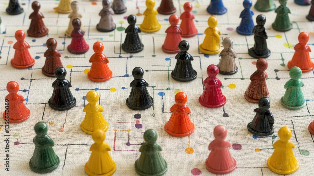 Poster interactive game board featuring many participants engaged in a fun and competitive atmosphere of ne
