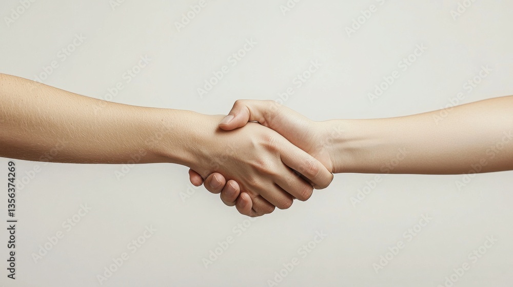 Poster two professionals shaking hands in a business environment signifying strong b2b relationship buildin