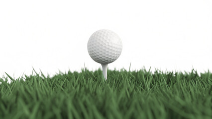 a golf ball on a tee in the grass  isolated on white background PNG , AI GENERATED