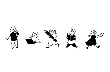 手描きの子どもの学習イラスト