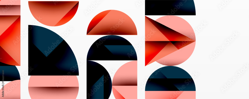 Wall mural minimal geometric abstract background. circle square and triangle design