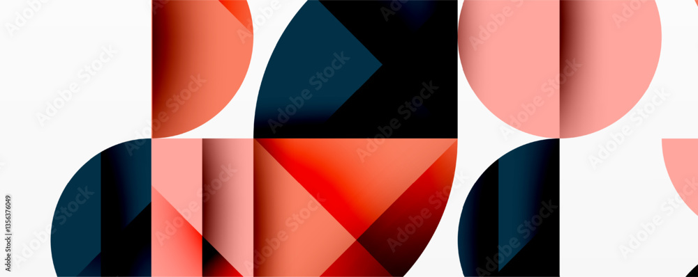 Wall mural minimal geometric abstract background. circle square and triangle design