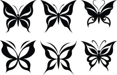 6 Butterfly silhouette set