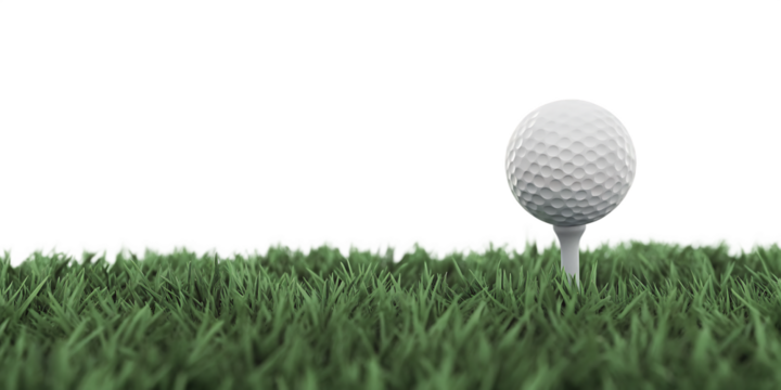 a golf ball on a tee in the grass  isolated on white background PNG , AI GENERATED