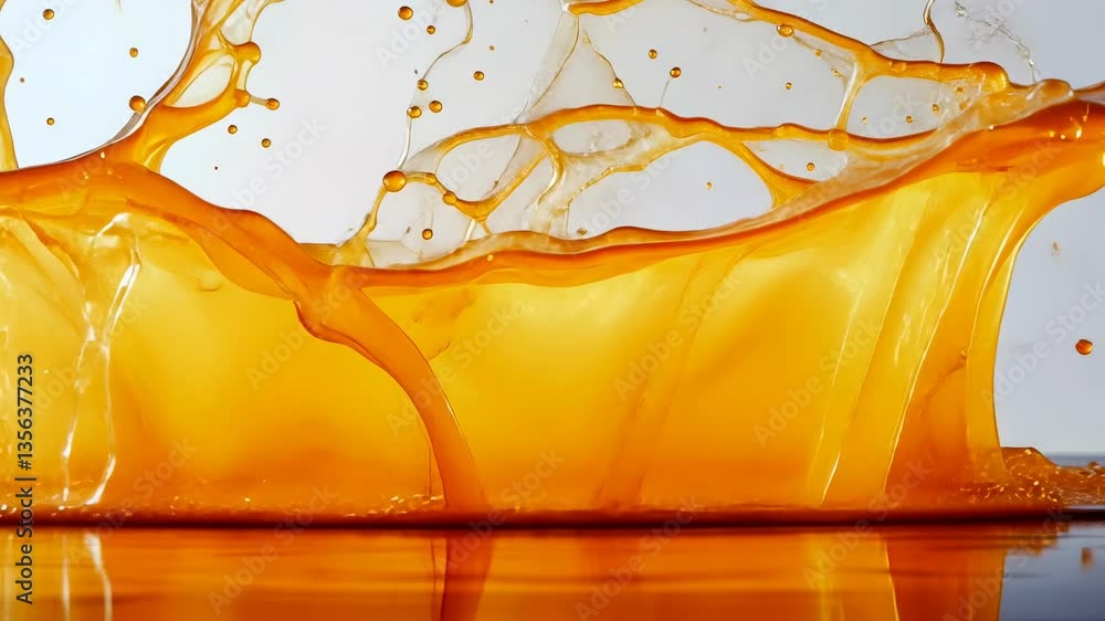 Poster a dynamic high-speed photograph captures the splash of orange liquid creating a crown shape.