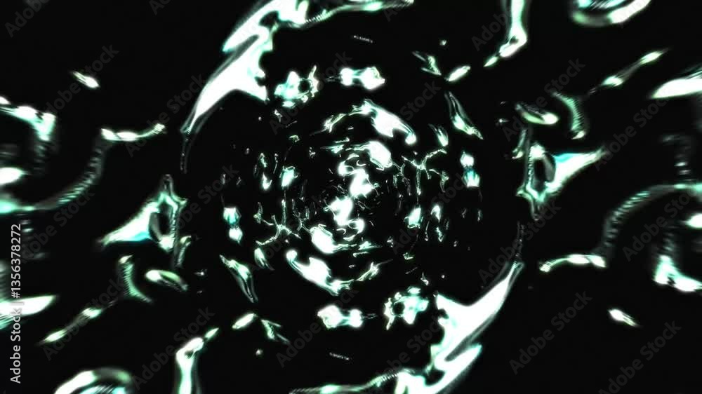 Poster abstract animation with concentric elements. patterns radiate from the center, resembling flames or 
