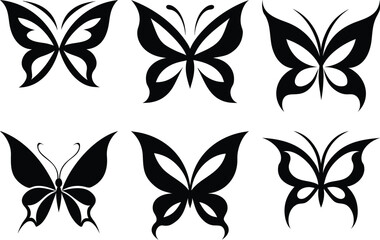 6 Butterfly silhouette set
