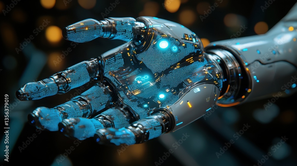 Aufkleber futuristic robot hand reaching out symbolizing advanced technology and innovation in the field of en