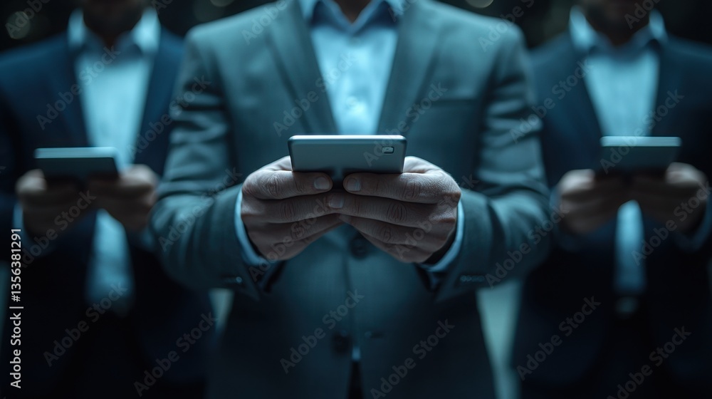 Poster a person gripping a smartphone with an engaging e-learning platform highlighting multi-device educat