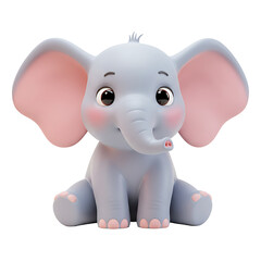 Adorable Baby Elephant Illustration with Pink Ears