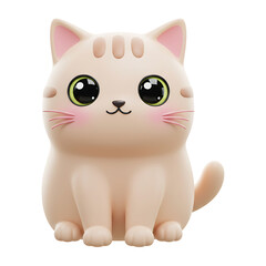 Naklejka premium Adorable Peach Colored Cartoon Cat 3D Render