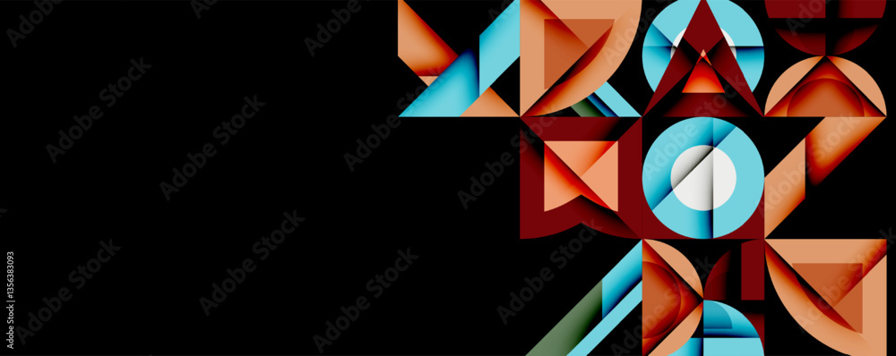 Poster Minimal geometric abstract background. Circle square and triangle design