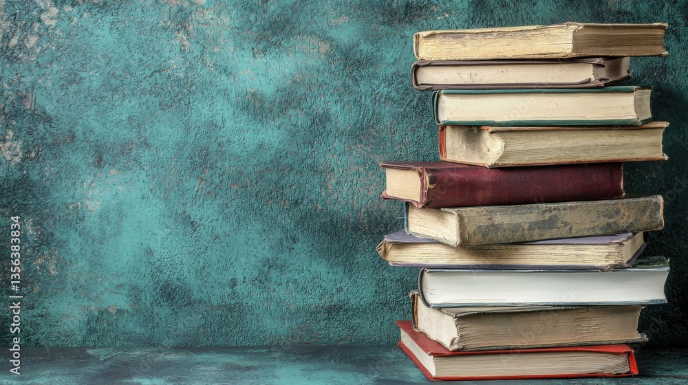 Poster stack of books on a table representing knowledge and resources for students streaming educational le