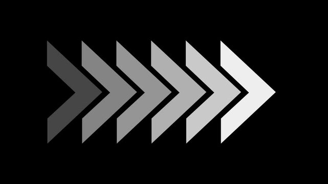 White arrow moving right on Black background.